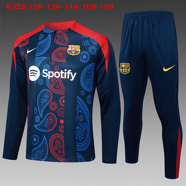 Ninos Sudadera De Training Barcelona 2024-2025 Azul Rojo